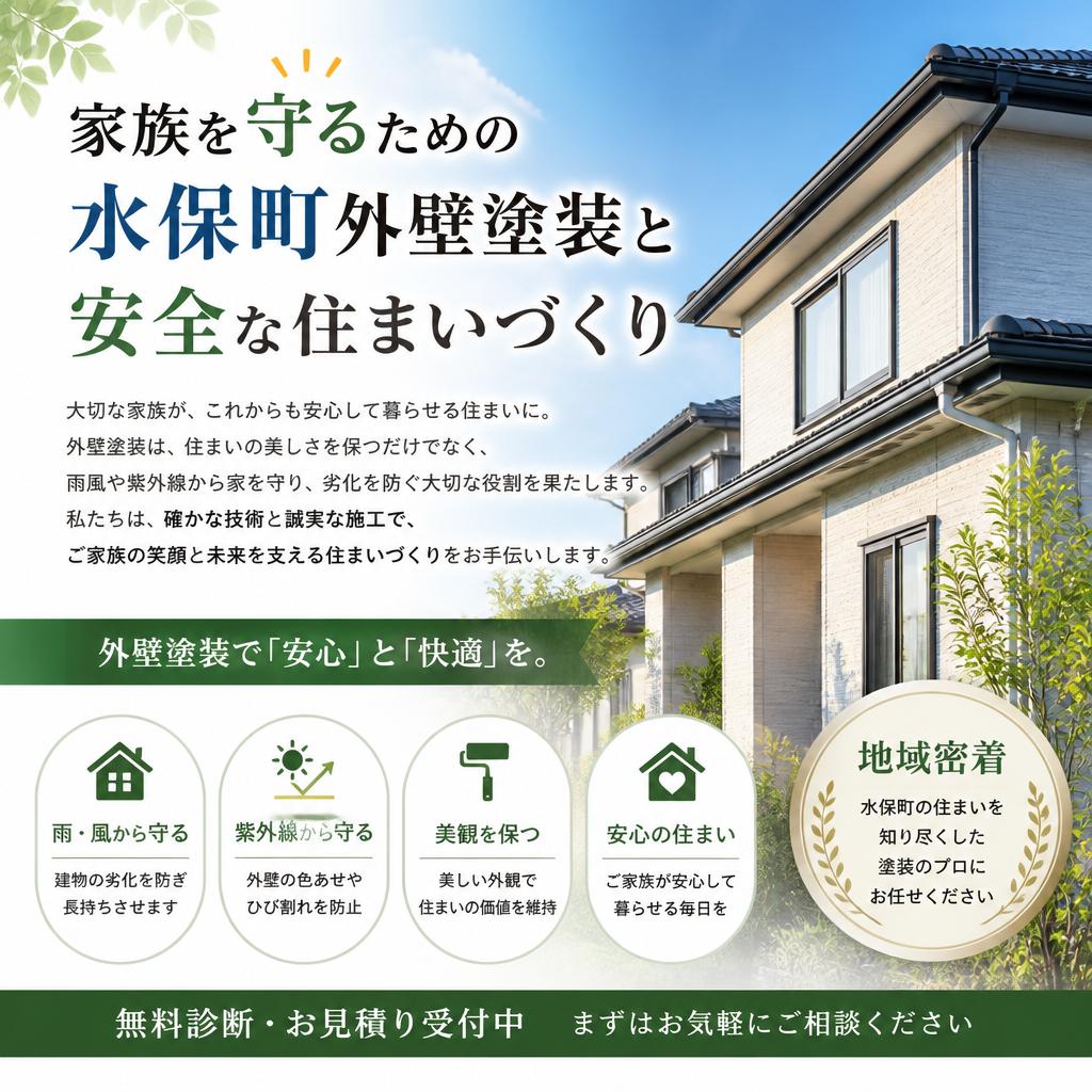 家族を守るための水保町外壁塗装と安全な住まいづくり｜滋賀県守山市のリフォームならトータルサポートNAO